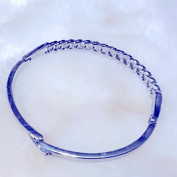 You're Invited Silver Tone Crystal Accent Bangle Bracelet NWOT - Picture 3 of 4